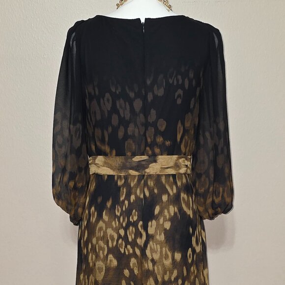 DKNY Animal Print Chiffon Midi Dress – Size 8 - Picture 5 of 6